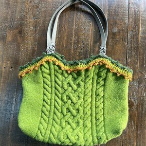 Green handwoven purse